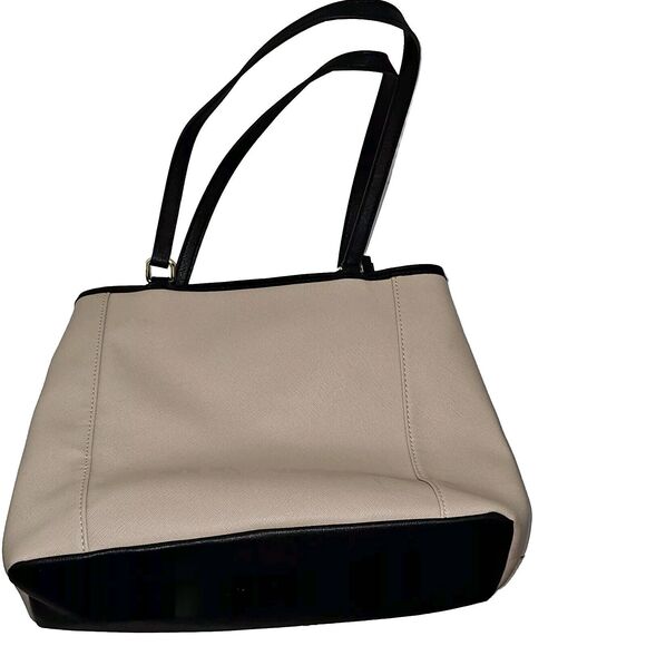 Liz Claiborne Spacious Purse Shoulder Bag Lots Of Space Tote Cream/Black Colored - Picture 2 of 13